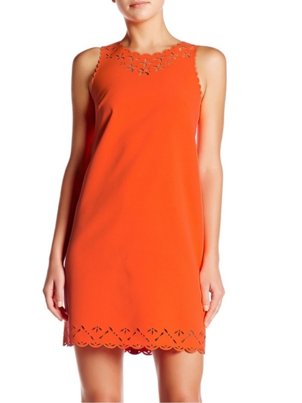 J. Crew Orange Laser Cut Scalloped Hem Sheath Dress Size 4